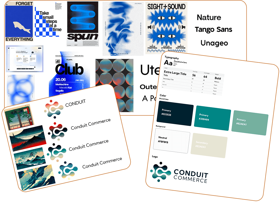 Design system exploration — moodboards, typography, and color palette