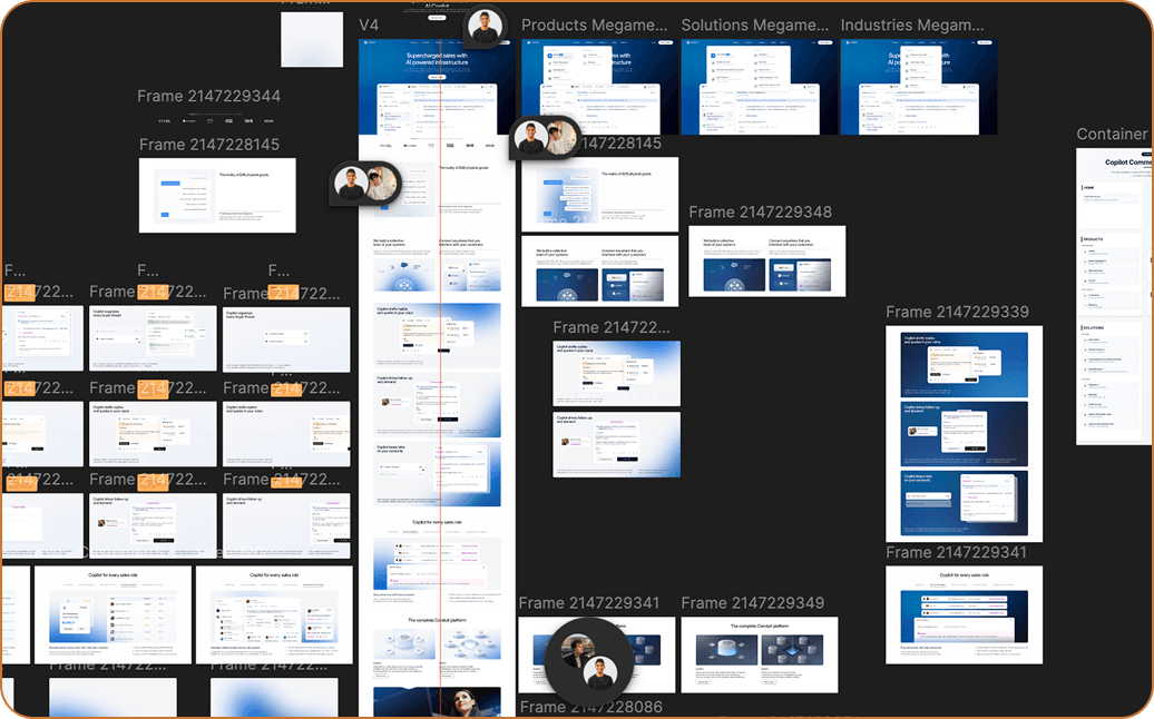 Figma file showing Conduit Commerce's finalized design system screens